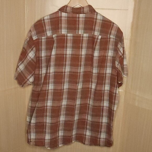 Redhead Mens Burnt Orange Cream Plaid Short Sleeve Button Down 2XL - Picture 2 of 7